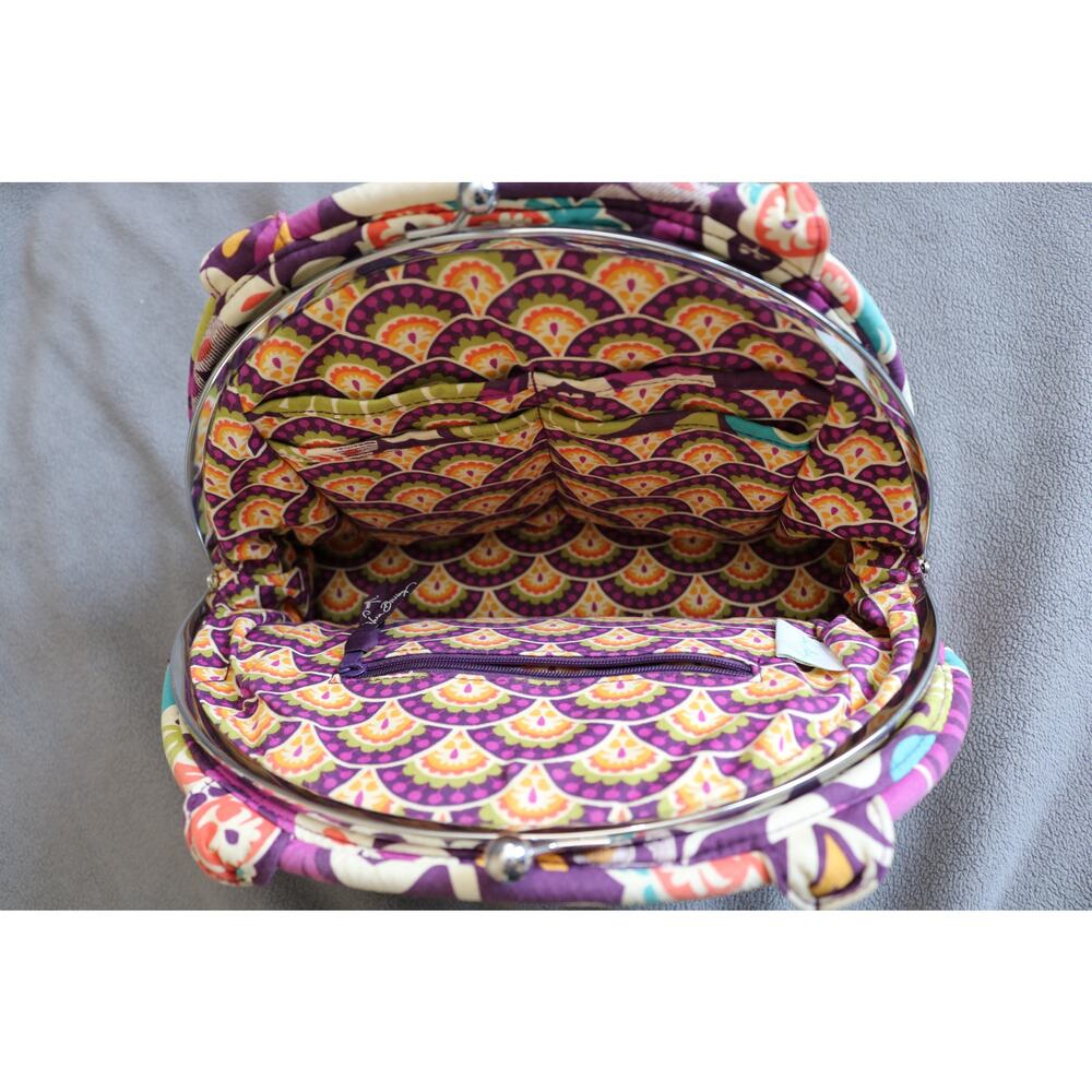 VERA BRADLEY Plum Crazy  Eloise Handbag Floral Shoulder Kisslock Purple Retired - Picture 10 of 11